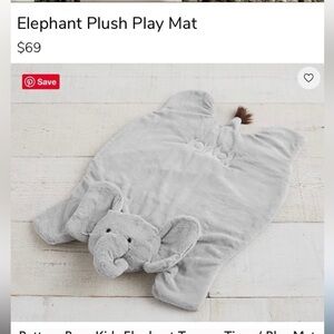 Pottery Barn Kids Elephant Plush Tummy Time  Mat